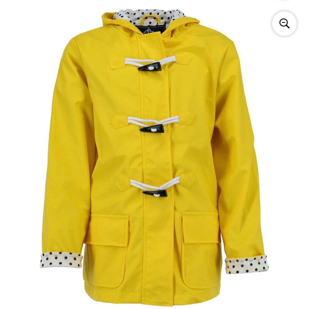 15 Apparel Kid's Yellow Hooded Rain Slicker Jacket with Toggle Sz Youth (12-14)